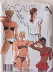 2548 MCCALLS  1986 2 PC BIKINI BATHING SUIT, SKIRT,  COVERUP STRETCH KNIT PATTERN 8 OR 10 CHOICE UNCUT
